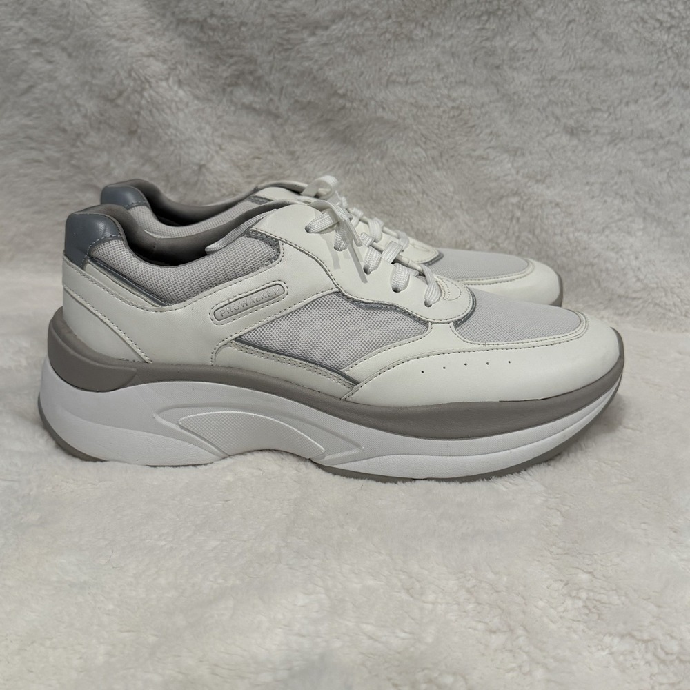 Rockport Women's ProWalker Shoes Sneakers Size 9 White Eco Grey Accents NWOB